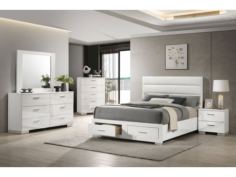 Felicity White 5-piece California King Platform Bedroom Set - Ornate Home