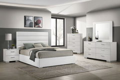 Felicity White 53-inch Upholstered Eastern King Platform Bed - Ornate Home