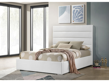 Felicity White 53-inch Upholstered Full Platform Bed - Ornate Home