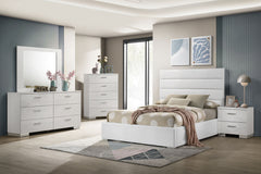 Felicity White 53-inch Upholstered Full Platform Bed - Ornate Home