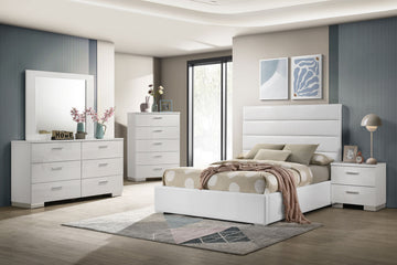 Felicity White 53-inch Upholstered Full Platform Bed - Ornate Home