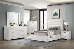 Felicity White 53-inch Upholstered Twin Platform Bed - Ornate Home