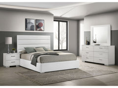 Felicity White High Gloss 4-piece California King Bedroom Set - Ornate Home