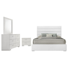 Felicity White High Gloss 4-piece California King Bedroom Set - Ornate Home