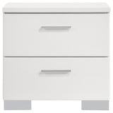 Felicity White High Gloss 4-piece California King Bedroom Set with Panel Bed - Ornate Home