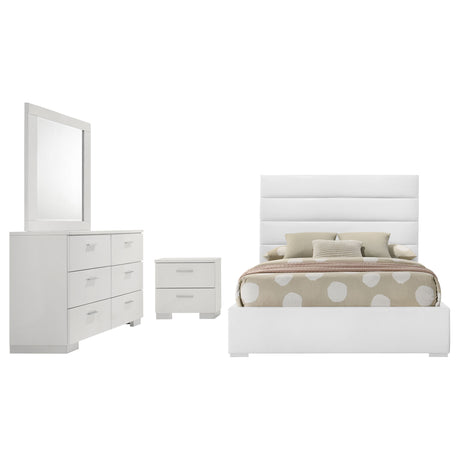 Felicity White High Gloss 4-piece Full Bedroom Set - Ornate Home