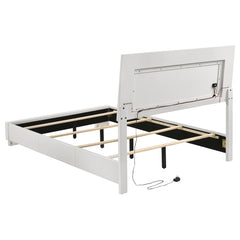 Felicity White High Gloss 4-piece Full Bedroom Set with LED Bed - Ornate Home