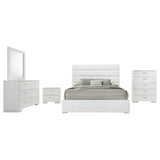Felicity White High Gloss 5-piece California King Bedroom Set - Ornate Home