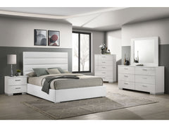 Felicity White High Gloss 5-piece Eastern King Bedroom Set - Ornate Home