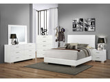 Felicity White High Gloss 5-piece Eastern King Bedroom Set with Panel Bed - Ornate Home