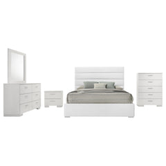 Felicity White High Gloss 5-piece Queen Bedroom Set - Ornate Home