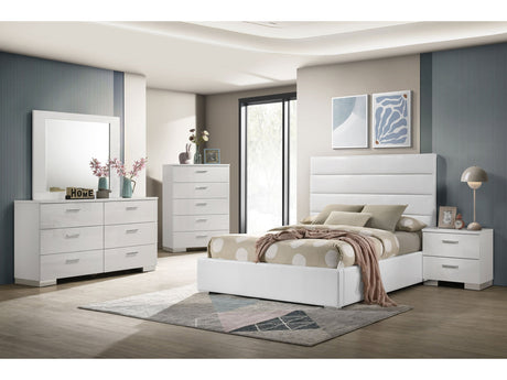 Felicity White High Gloss 5-piece Twin Bedroom Set - Ornate Home