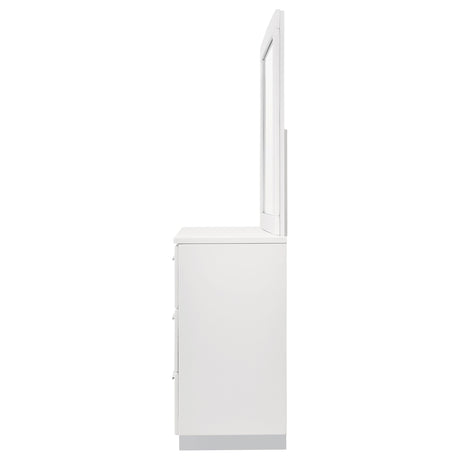 Felicity White High Gloss 6-drawer Wood Dresser with Mirror - Ornate Home