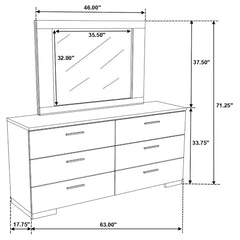 Felicity White High Gloss 6-drawer Wood Dresser with Mirror - Ornate Home