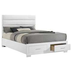 Felicity White High Gloss California King Storage Bed - Ornate Home