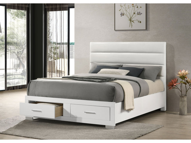 Felicity White High Gloss Queen Storage Bed - Ornate Home