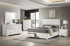 Felicity White High Gloss Queen Storage Bed - Ornate Home