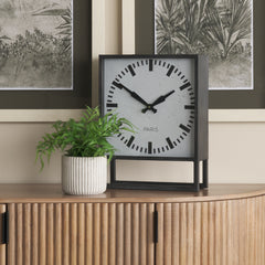 Felix Gray Metal Square Table Clock - Ornate Home