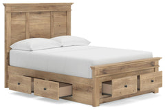 Fenderport Tan Full Panel Storage Bed with Storage Footboard and Under Bed Storage - Ornate Home