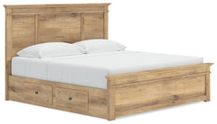 Fenderport Tan King Panel Storage Bed with Panel Footboard and Under Bed Storage - Ornate Home