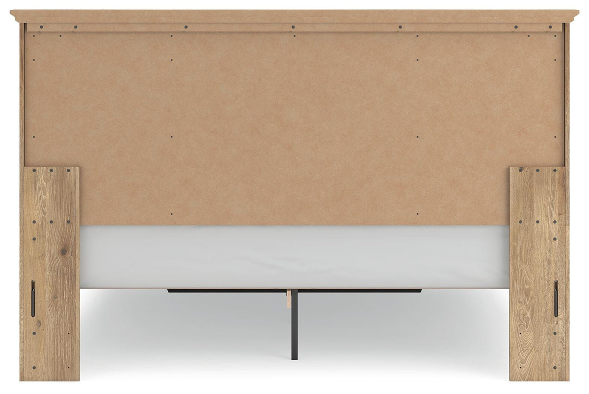 Fenderport Tan King Panel Storage Bed with Storage Footboard (Online Special Price) - Ornate Home