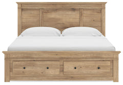 Fenderport Tan King Panel Storage Bed with Storage Footboard - Ornate Home