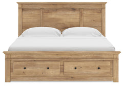 Fenderport Tan King Panel Storage Bed with Storage Footboard and Under Bed Storage - Ornate Home