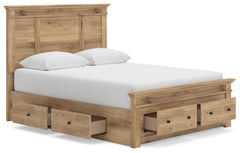 Fenderport Tan Queen Panel Storage Bed with Storage Footboard and 2 Under Bed Storage Units - Ornate Home