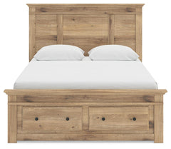 Fenderport Tan Queen Panel Storage Bed with Storage Footboard and 2 Under Bed Storage Units - Ornate Home