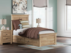 Fenderport Tan Twin Panel Storage Bed with Panel Footboard and 2 Under Bed Storage Units - Ornate Home