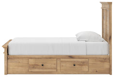 Fenderport Tan Twin Panel Storage Bed with Panel Footboard and 2 Under Bed Storage Units - Ornate Home