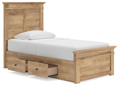 Fenderport Tan Twin Panel Storage Bed with Panel Footboard and Under Bed Storage - Ornate Home