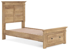 Fenderport Tan Twin Panel Storage Bed with Storage Footboard - Ornate Home