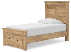 Fenderport Tan Twin Panel Storage Bed with Storage Footboard - Ornate Home
