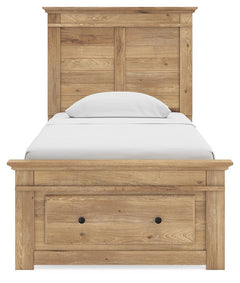 Fenderport Tan Twin Panel Storage Bed with Storage Footboard - Ornate Home