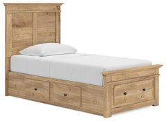 Fenderport Tan Twin Panel Storage Bed with Storage Footboard and 2 Under Bed Storage Units - Ornate Home