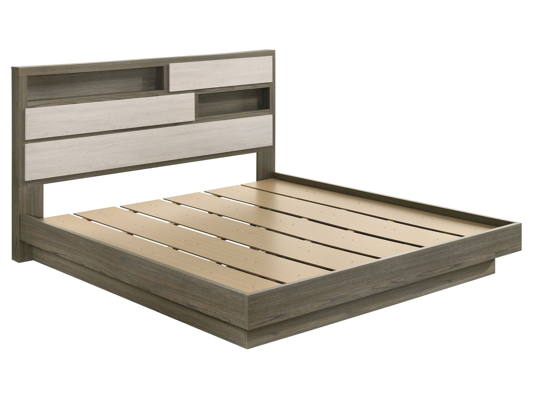 Fenwick Grey Oak/Almond Eastern King Bookcase Bed - Ornate Home