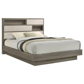 Fenwick Grey Oak/Almond Queen Bookcase Bed - Ornate Home