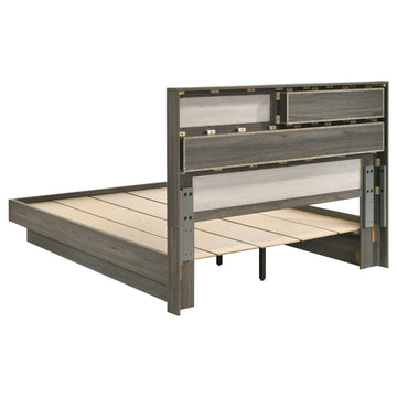 Fenwick Grey Oak/Almond Queen Bookcase Bed - Ornate Home