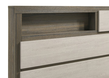 Fenwick Grey Oak/Almond Queen Bookcase Bed - Ornate Home