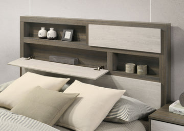 Fenwick Grey Oak/Almond Queen Bookcase Bed - Ornate Home