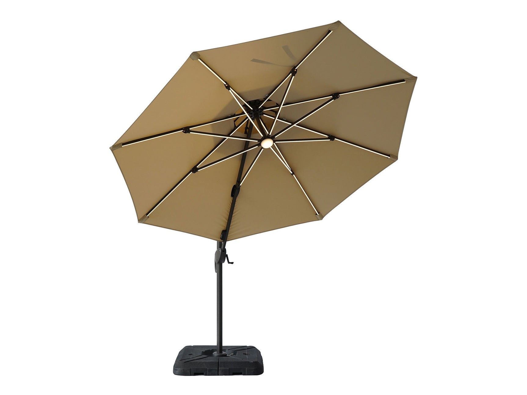 Fera Beige Round Umbrella w/Base - Ornate Home