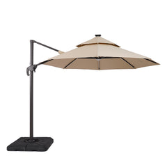 Fera Beige Round Umbrella w/Base - Ornate Home