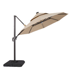 Fera Beige Round Umbrella w/Base - Ornate Home