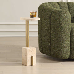 Feranno Brass Travertine Accent Table - Ornate Home