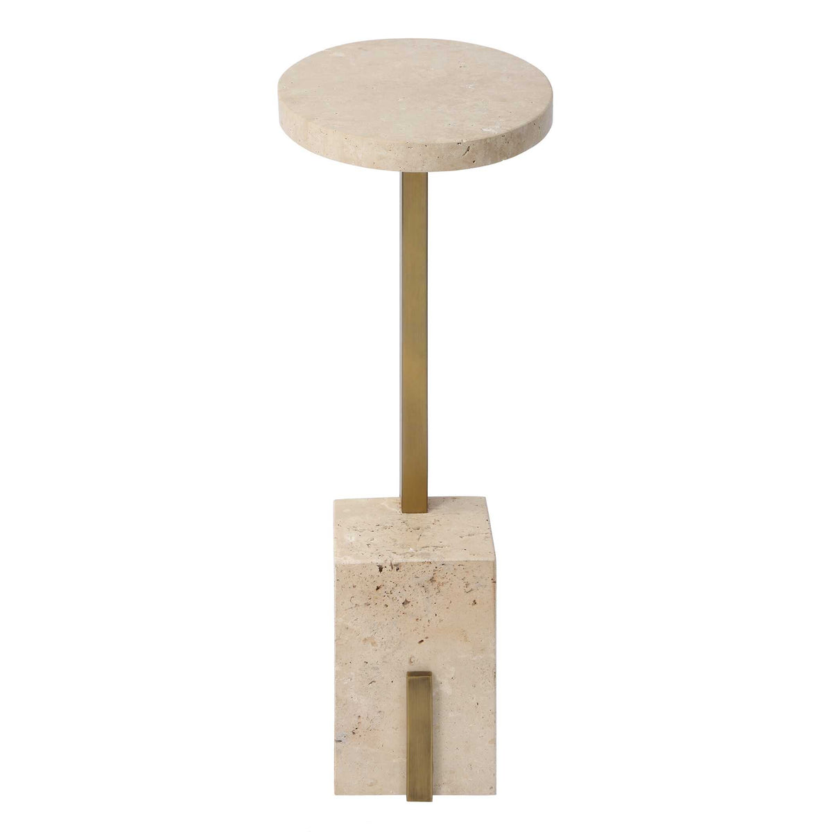 Feranno Brass Travertine Accent Table - Ornate Home
