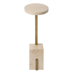 Feranno Brass Travertine Accent Table - Ornate Home