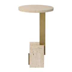 Feranno Brass Travertine Accent Table - Ornate Home