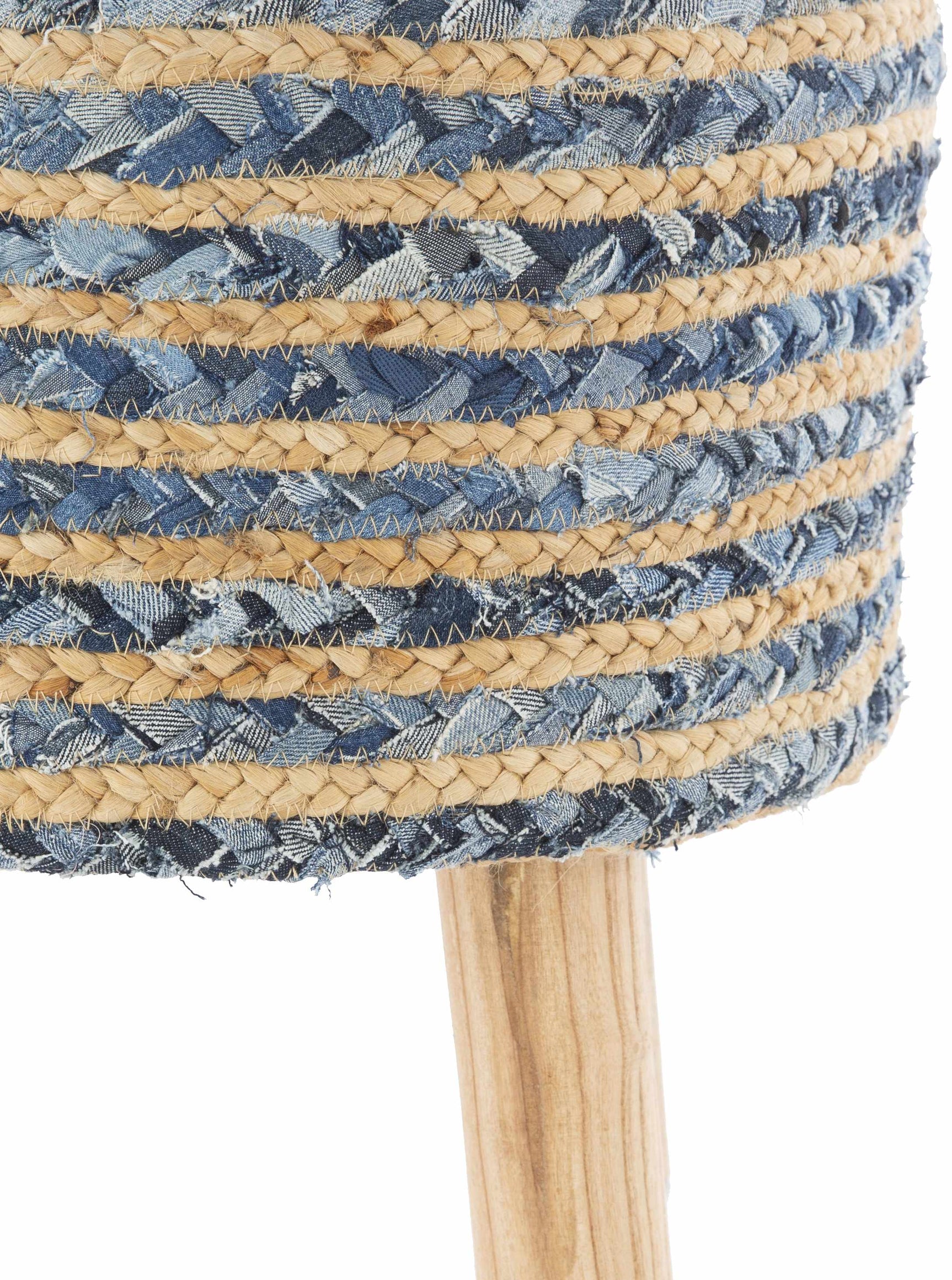 Fermont Hand Crafted Denim Jute Ottoman - Ornate Home