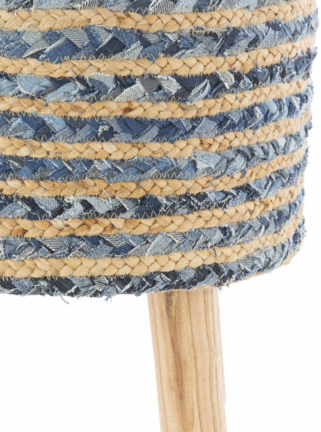 Fermont Hand Crafted Denim Jute Ottoman - Ornate Home